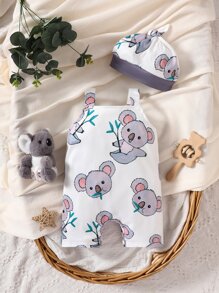 Baby Boy Cartoon Graphic Romper - White - View 2