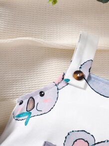 Baby Boy Cartoon Graphic Romper - White - View 4