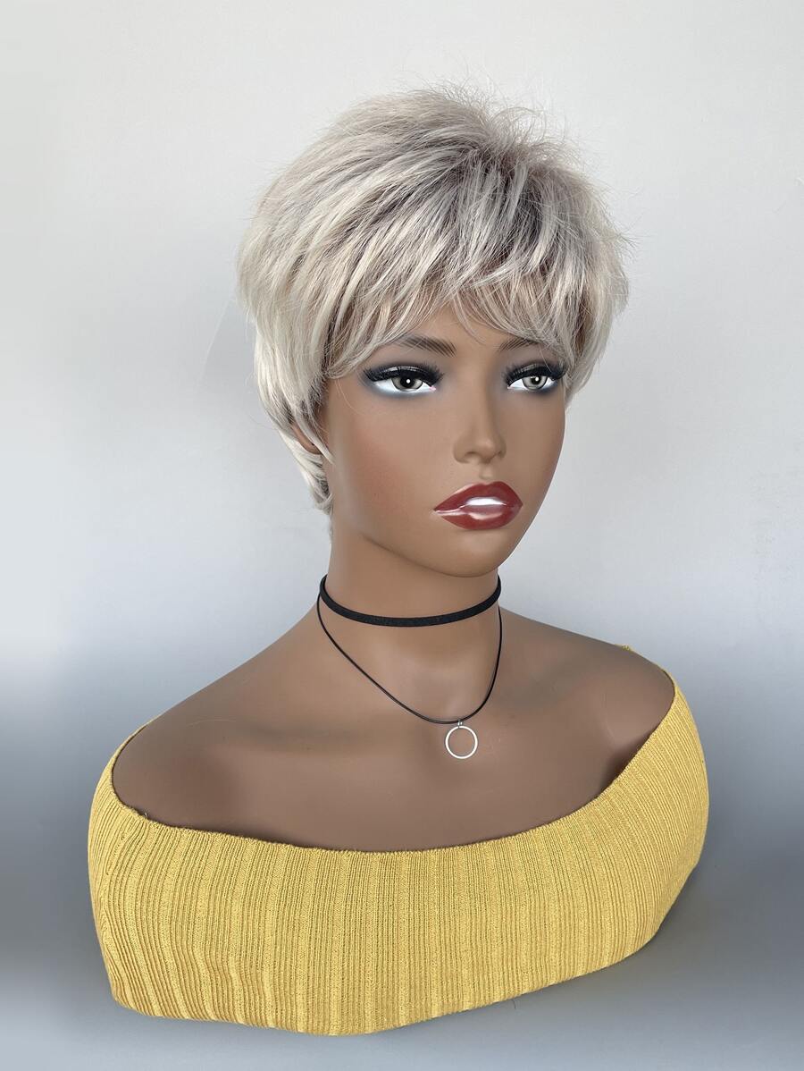 短直筒人造假髮帶劉海 - 彩色 - 查看 1