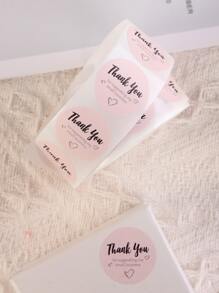 1roll Heart & Slogan Graphic Gift Sticker - Multicolor - View 1