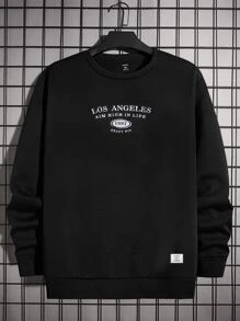 Manfinity Men Letter Graphic Patched Detail Sweatshirt - Black - View 1