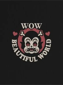 Laserblazt Letter & Heart Print Pullover - Black - View 2