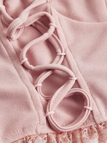 SHEIN MOD 褶邊前繫帶吊帶上衣