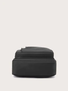 男士字母贴花装饰大容量流浪包万圣节圣诞节冬季圣诞礼物男士包单肩包斜挎包男士包 - 黑色 - 查看 4