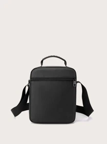 男士字母贴花装饰大容量流浪包万圣节圣诞节冬季圣诞礼物男士包单肩包斜挎包男士包 - 黑色 - 查看 5