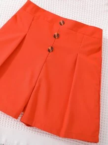 SHEIN Explorewe 女孩西裝領短款襯衫和短褲和吊帶上衣 - 亮橙色 - 查看 4