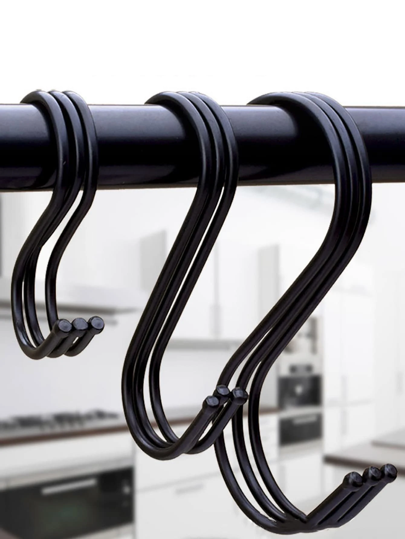 2pcs S Shaped Iron Wall Hook - Black - View 1