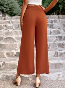 Chiquease Quần nữ Nút Túi Dây kéo màu trơn Giải trí - Màu Cam cháy - Xem 3