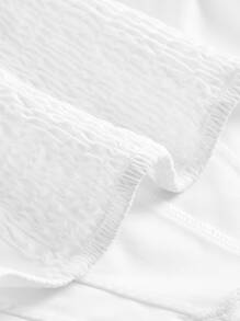 SHEIN MOD 愛心領口泡泡袖後收緊束腰結構襯衫 - 白色 - 查看 3