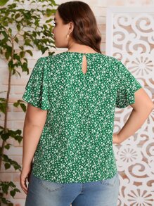 SHEIN Clasi 大碼小碎花蝴蝶袖襯衫 - 彩色 - 查看 2