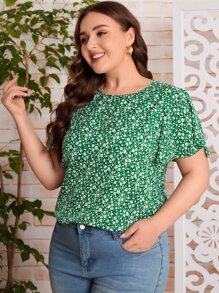 SHEIN Clasi 大碼小碎花蝴蝶袖襯衫 - 彩色 - 查看 4