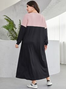 Mulvari Plus Two Tone Drop Shoulder Dress - Pink - View 2