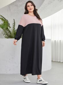 Mulvari Plus Two Tone Drop Shoulder Dress - Pink - View 4