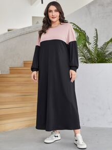 Mulvari Plus Two Tone Drop Shoulder Dress - Pink - View 5