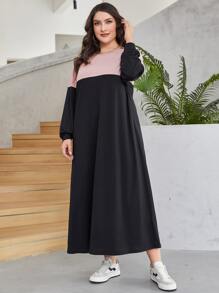 Mulvari Plus Two Tone Drop Shoulder Dress - Pink - View 6