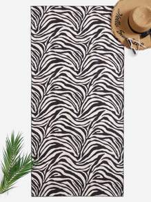 Zebra Striped Beach Blanket - Multicolor - View 1