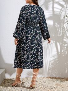 SHEIN Clasi 大碼小碎花燈籠袖洋裝