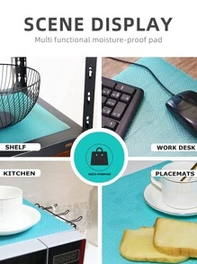 4pcs Solid Color Moisture-Proof Drawer Mat, Blue Anti-Slip Shelf Liner For Household For School,Office,Household,Travel
