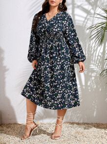 SHEIN Clasi 大碼小碎花燈籠袖洋裝