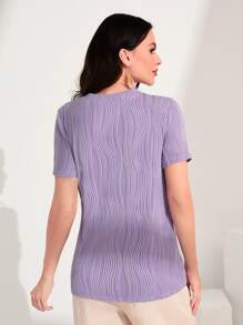Modelyn 素色羅紋針織T恤 - 淡紫色 - 查看 2
