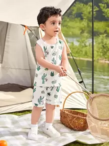 Baby Boy Cactus And Koala Print Tank Top & Shorts - White - View 1