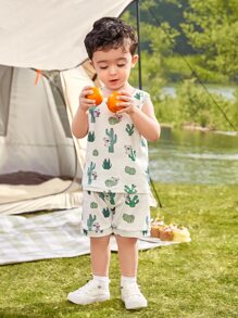 Baby Boy Cactus And Koala Print Tank Top & Shorts - White - View 5