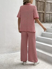 滿版印花外套和闊腿褲 - 紅白色 - 查看 2