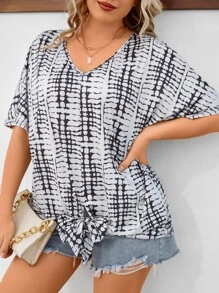 SHEIN LUNE Camiseta de tie dye de manga murciélago - Multicolor - Ver 5