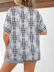 SHEIN LUNE Camiseta de tie dye de manga murciélago - Multicolor - Ver 2