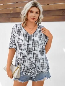 SHEIN LUNE Camiseta de tie dye de manga murciélago - Multicolor - Ver 3