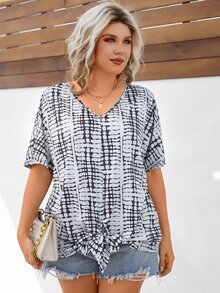 SHEIN LUNE Camiseta de tie dye de manga murciélago - Multicolor - Ver 4