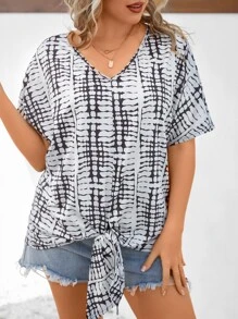 SHEIN LUNE Camiseta de tie dye de manga murciélago - Multicolor - Ver 1