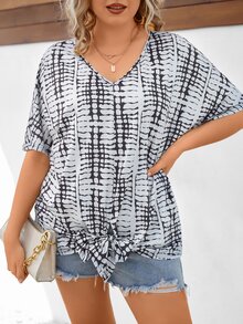 SHEIN LUNE Camiseta de tie dye de manga murciélago - Multicolor - Ver 6