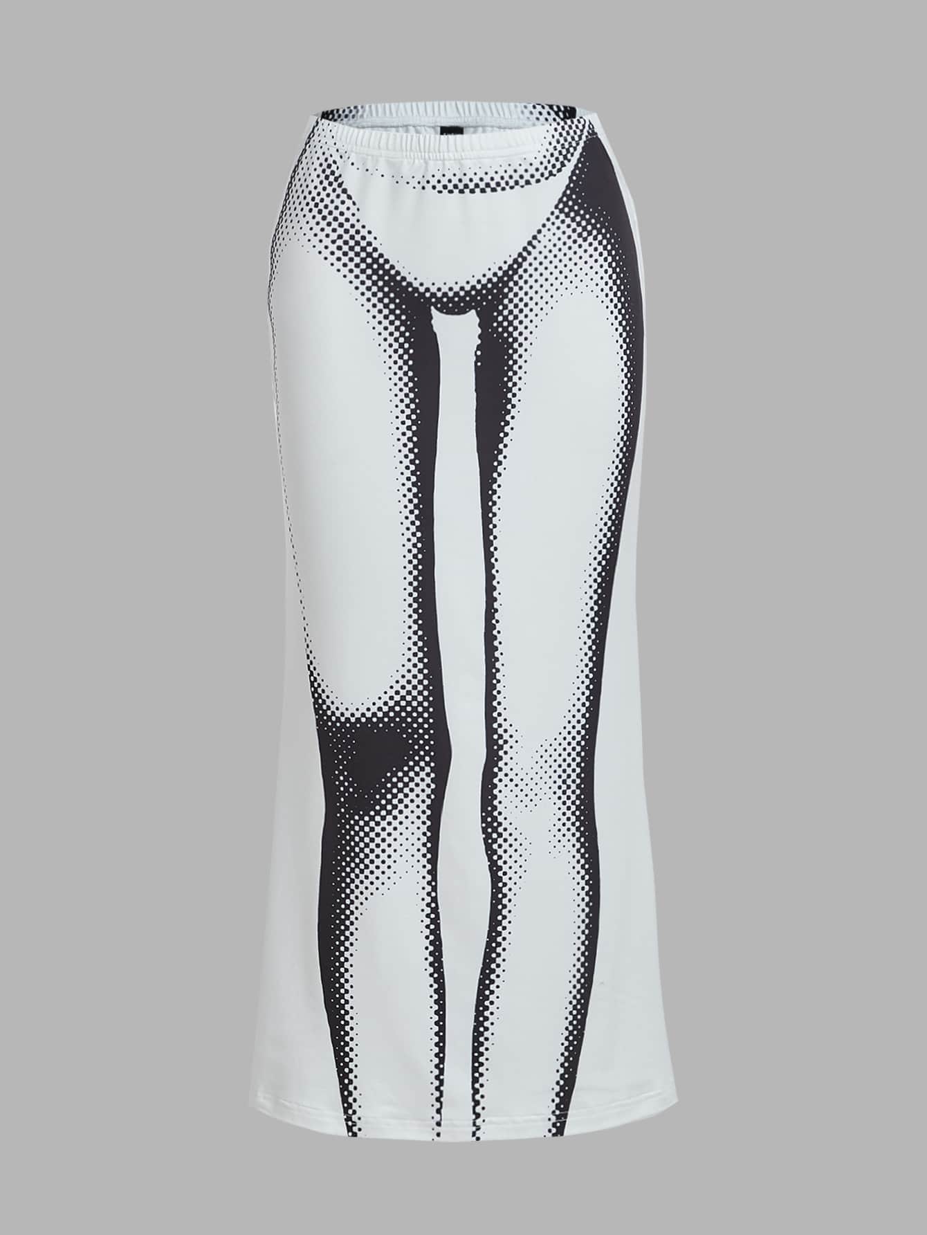 SHEIN ICON Body Heat Map Print Skirt - Black and White - View 1