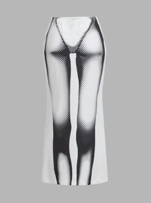 SHEIN ICON Body Heat Map Print Skirt - Black and White - View 2