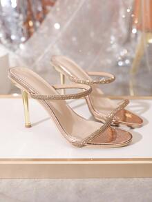 Xăng đan Cao gót Nữ Pha lê kim cương màu trơn Hấp dẫn - Rượu sâm banh - Xem 3