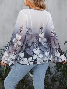 SHEIN LUNE Plus Floral Print Contrast Trim Blouse - Multicolor - View 2