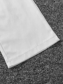 Girls Solid Lapel Neck Shirt & Trousers - White - View 5