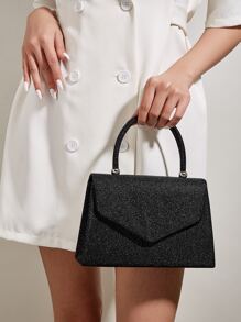 Glamorous, Elegant, Exquisite, Quiet Luxury Sequin, Stylish, Luxury, Shiny Glitter Flap Square Bag Evening Bag, Dinner Bag For Party Girl, Woman, Bride Perfect for Party, Wedding, Prom, Dinner/Banquet, For Cocktail - Black - View 1