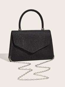 Glamorous, Elegant, Exquisite, Quiet Luxury Sequin, Stylish, Luxury, Shiny Glitter Flap Square Bag Evening Bag, Dinner Bag For Party Girl, Woman, Bride Perfect for Party, Wedding, Prom, Dinner/Banquet, For Cocktail - Black - View 2