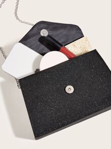 Glamorous, Elegant, Exquisite, Quiet Luxury Sequin, Stylish, Luxury, Shiny Glitter Flap Square Bag Evening Bag, Dinner Bag For Party Girl, Woman, Bride Perfect for Party, Wedding, Prom, Dinner/Banquet, For Cocktail - Black - View 4