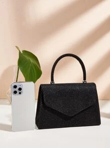 Glamorous, Elegant, Exquisite, Quiet Luxury Sequin, Stylish, Luxury, Shiny Glitter Flap Square Bag Evening Bag, Dinner Bag For Party Girl, Woman, Bride Perfect for Party, Wedding, Prom, Dinner/Banquet, For Cocktail - Black - View 5