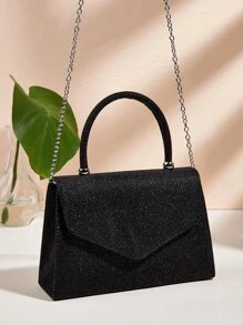 Glamorous, Elegant, Exquisite, Quiet Luxury Sequin, Stylish, Luxury, Shiny Glitter Flap Square Bag Evening Bag, Dinner Bag For Party Girl, Woman, Bride Perfect for Party, Wedding, Prom, Dinner/Banquet, For Cocktail - Black - View 6