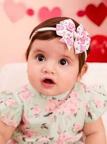 Bebé 3 piezas Banda de pelo con patrón de corazón con diseño de lazo - Multicolor - Ver 6