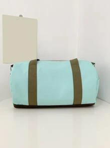 Bolso de lona con estampado de letra - Azul menta - Ver 2