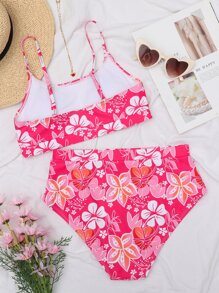Bãi biển mùa hè Bikini cạp cao in hoa ngẫu nhiên - Nhiều màu - Xem 5