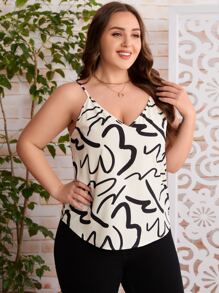 SHEIN Clasi 大碼圖案印花吊帶上衣 - 彩色 - 查看 4