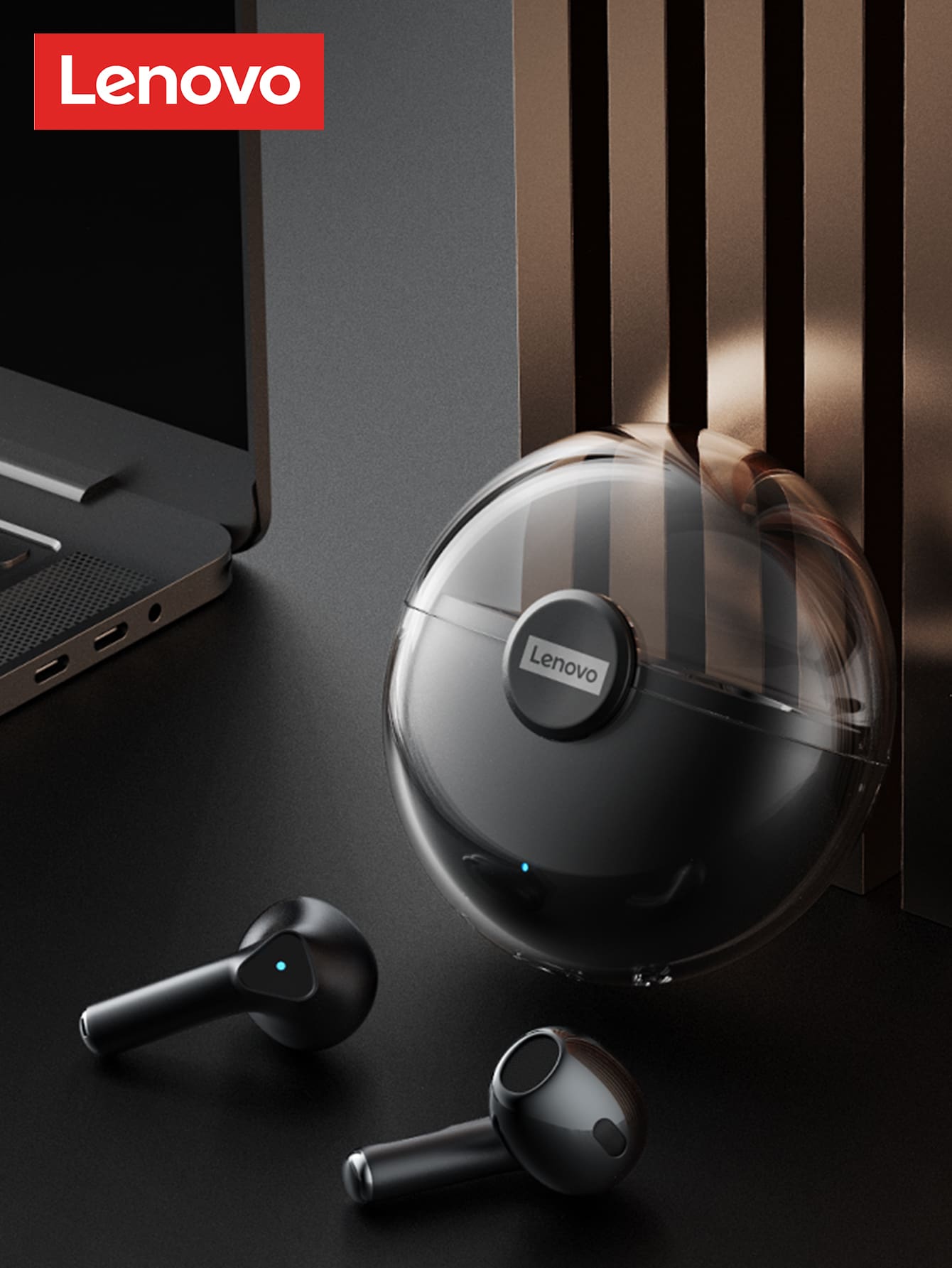 Auriculares inalámbricos con diseño de oído interno a prueba de ruido, sonido estéreo Hi-Fi y micrófono - Negro - Ver 1