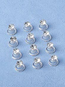 12 件皇家水钻装饰闪光发环 - 銀色 - 查看 1