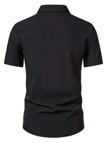 Manfinity Men Solid Button Up Shirt - Black - View 2